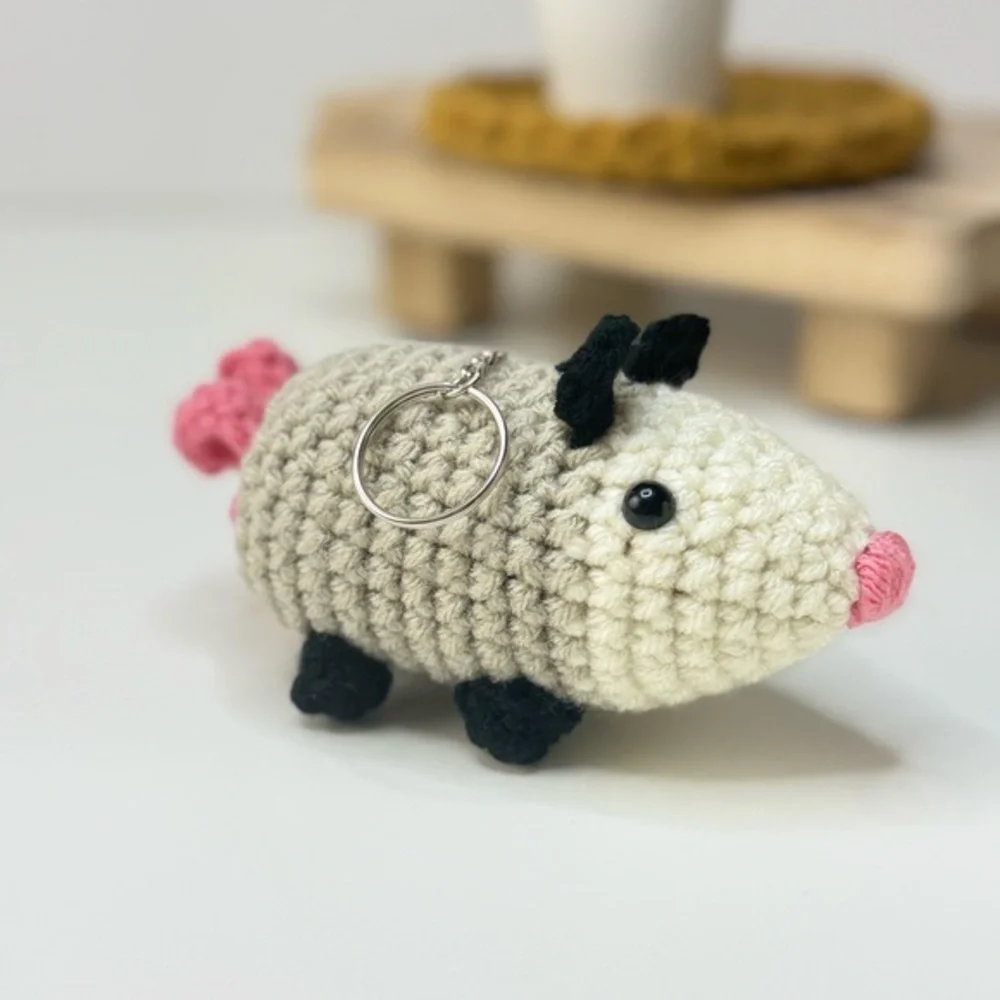 Handcrafted Opossum Keychain